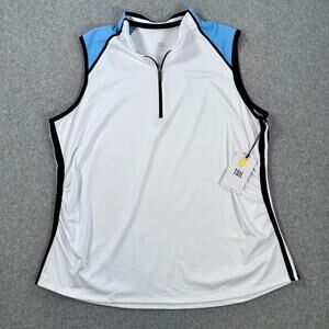 Tail Activewear Sleeveless Quarter Zip Tank Top Womens XL UPF 50 White/Black New